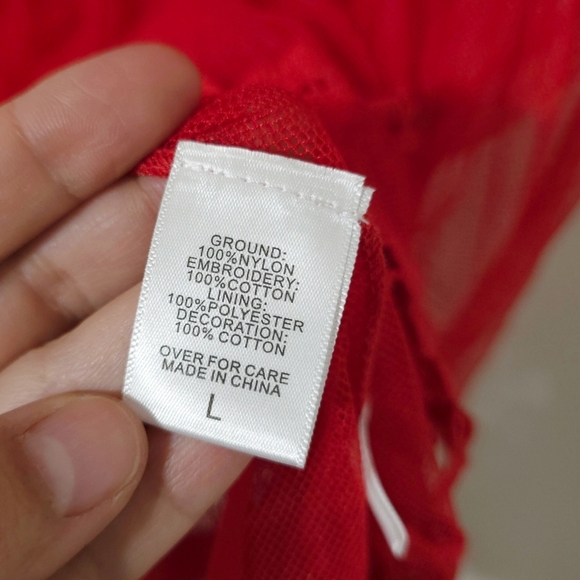 NEW YORK & COMPANY Nwt Lace-Mesh Sleeveless Tiered Tunic Top, Red, L - Picture 14 of 16